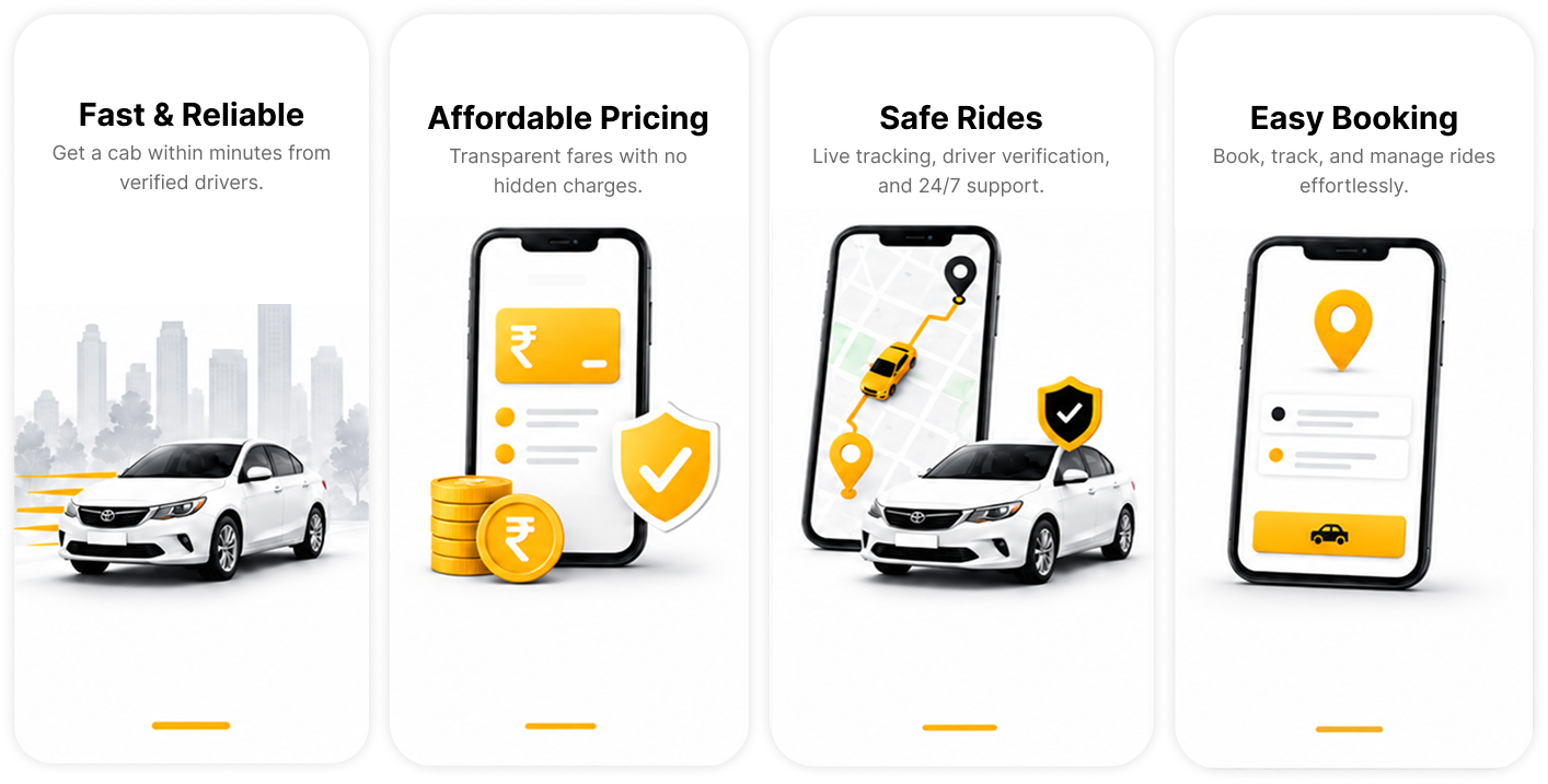 Fast, affordable, safe and easy taxi booking app experience